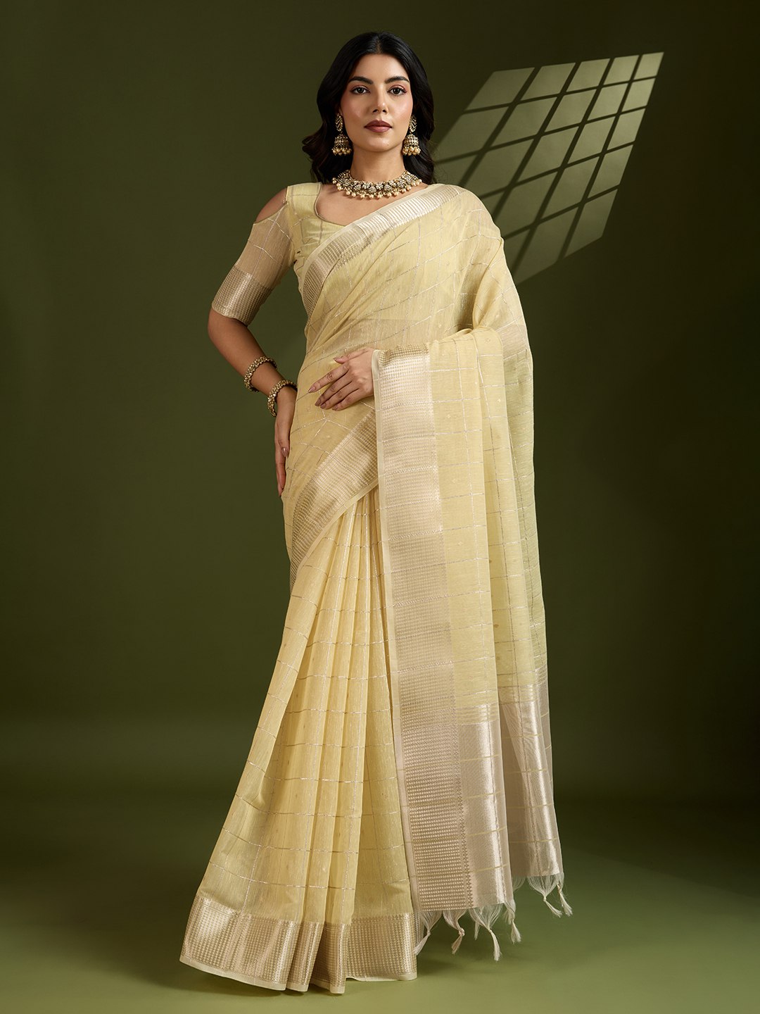 Premium soft tissue linen silk saree