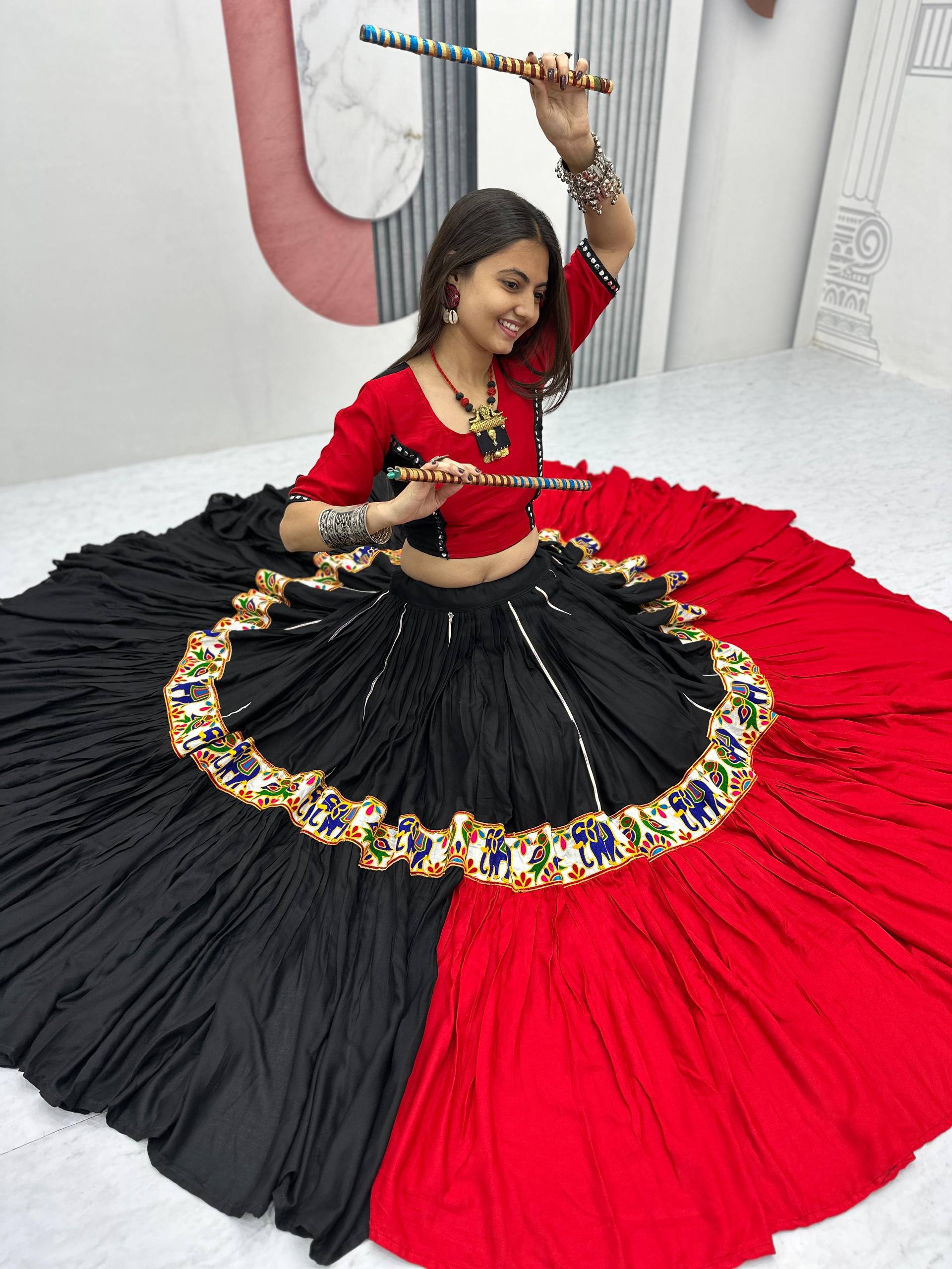 Navratri Special Gamthi work Lehenga choli