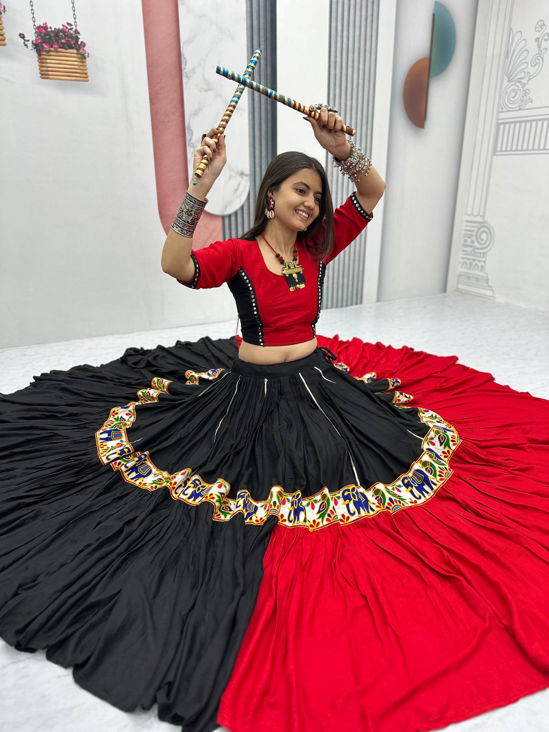 Navratri Special Gamthi work Lehenga choli