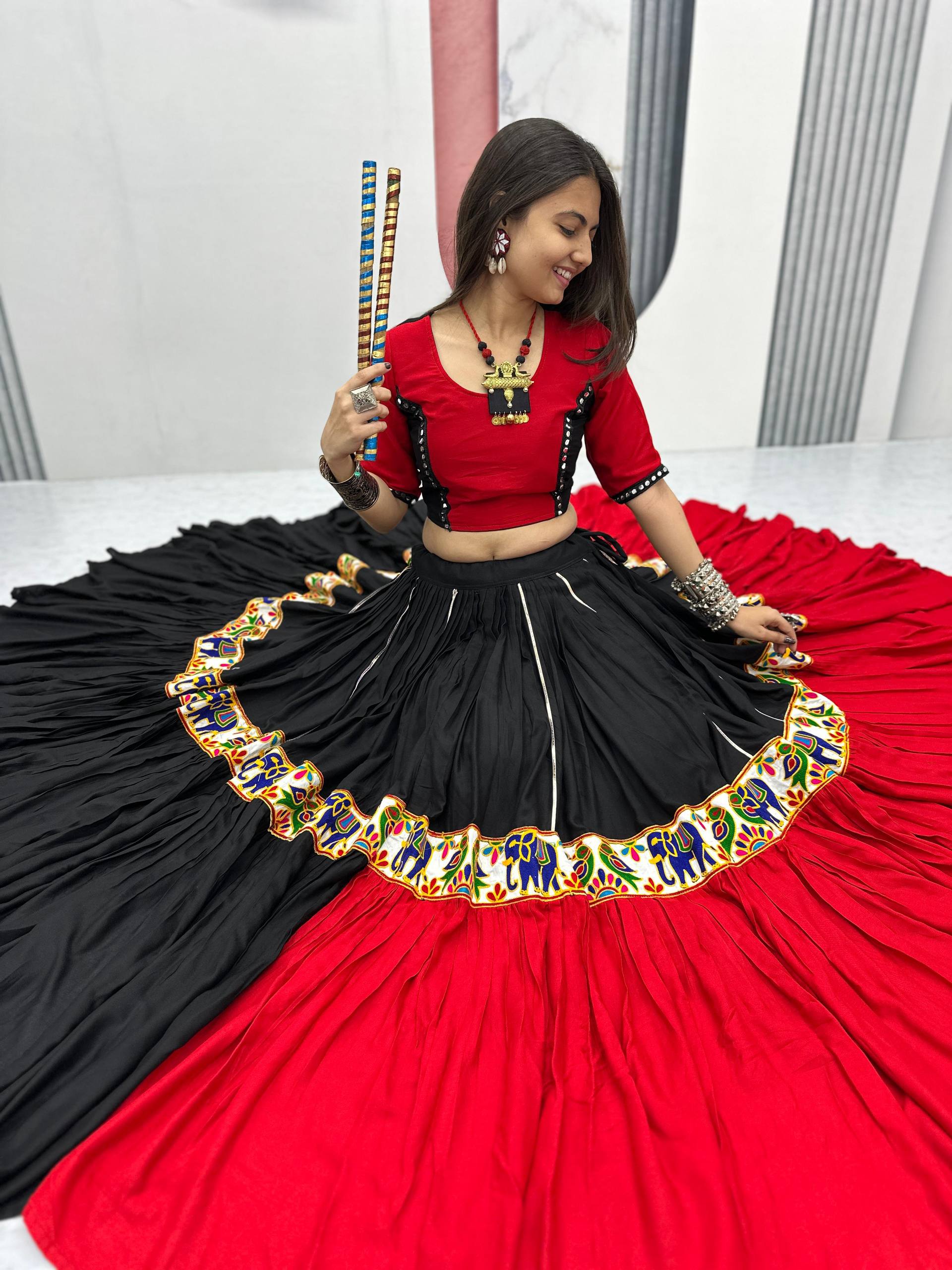 Navratri Special Gamthi work Lehenga choli