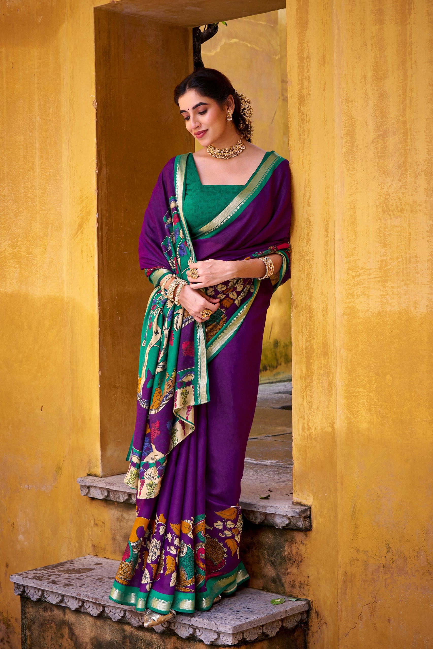 Viscos chanderi  premium silk saree